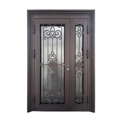 Puertas de entrada de hierro forjado personalizadas de forma cuadrada